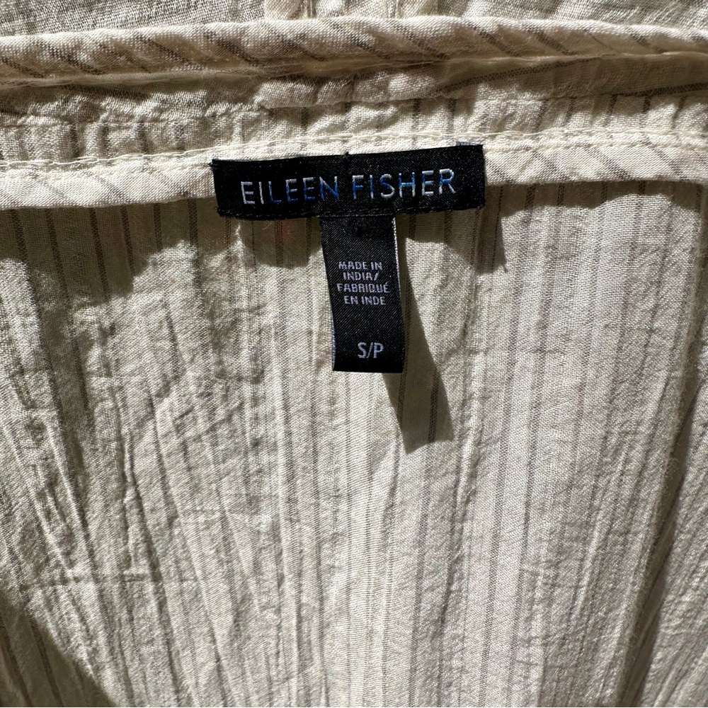 NWOT Eileen Fisher White Pinstripe Lightweight Wrap Coverup One Size Sample - Picture 6 of 9